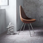 Droppen 3110 Stol Läder från Vålamagasinet Matstolar, Fritz Hansen, Image-2