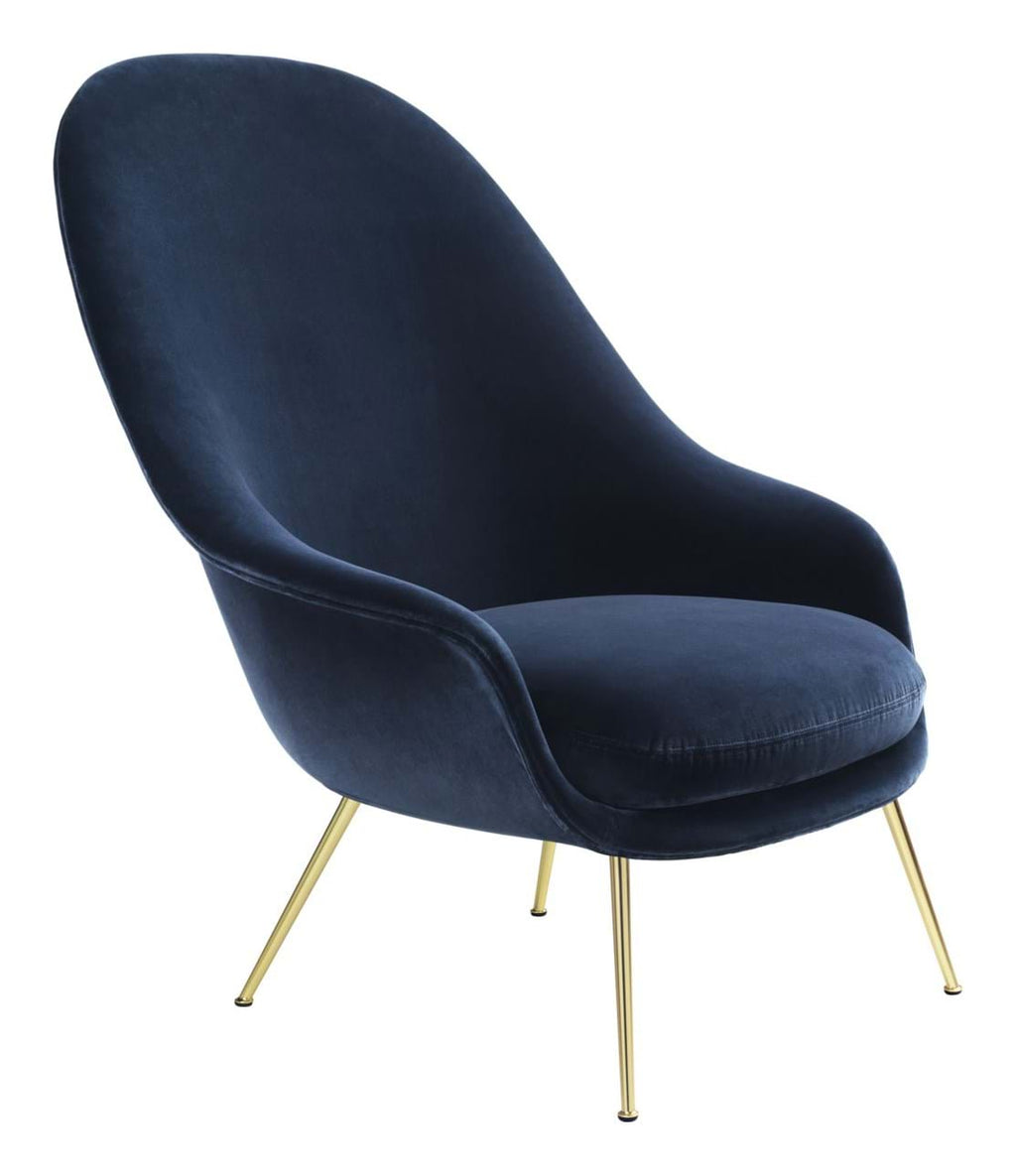 Bat Lounge Chair High Back Conic Base Brass Semi Matt från Vålamagasinet Fåtöljer, Gubi, Image-1