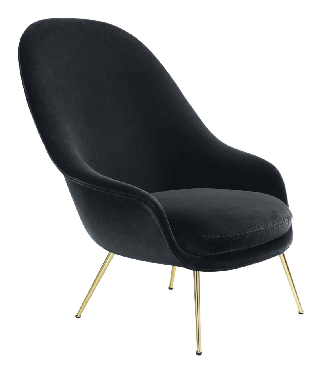 Bat Lounge Chair High Back Conic Base Brass Semi Matt från Vålamagasinet Fåtöljer, Gubi, Image-1