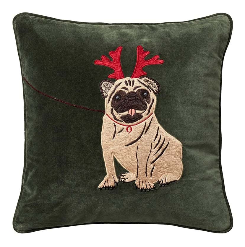 Holiday Dog Embroidered Velvet Kuddfodral 50x50 från Vålamagasinet Prydnadskuddar, Chhatwal & Jonsson, Image-1