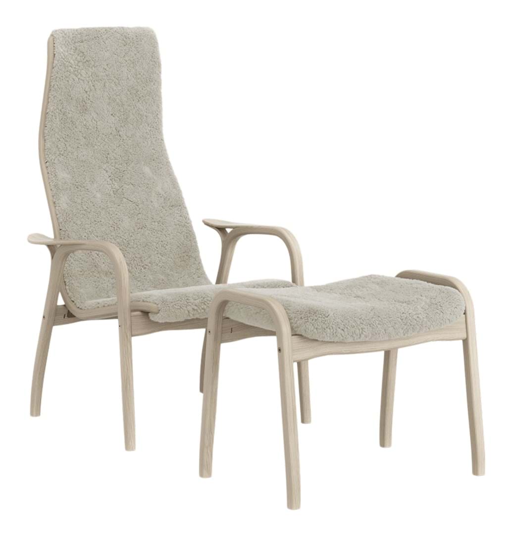 Lamino Fåtölj + Pall Ek Vitpigmenterad från Vålamagasinet Fåtöljer, Swedese, Image-1