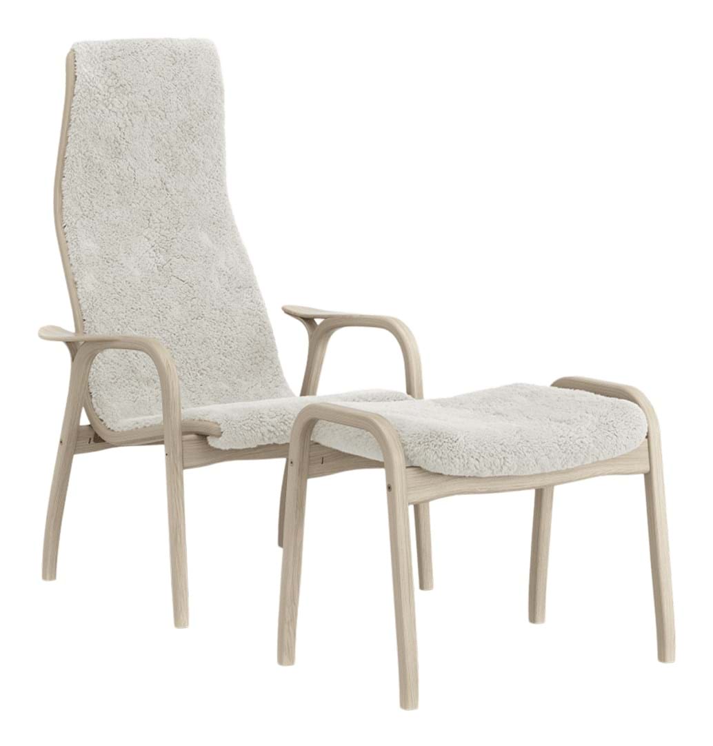 Lamino Fåtölj + Pall Ek Vitpigmenterad från Vålamagasinet Fåtöljer, Swedese, Image-1