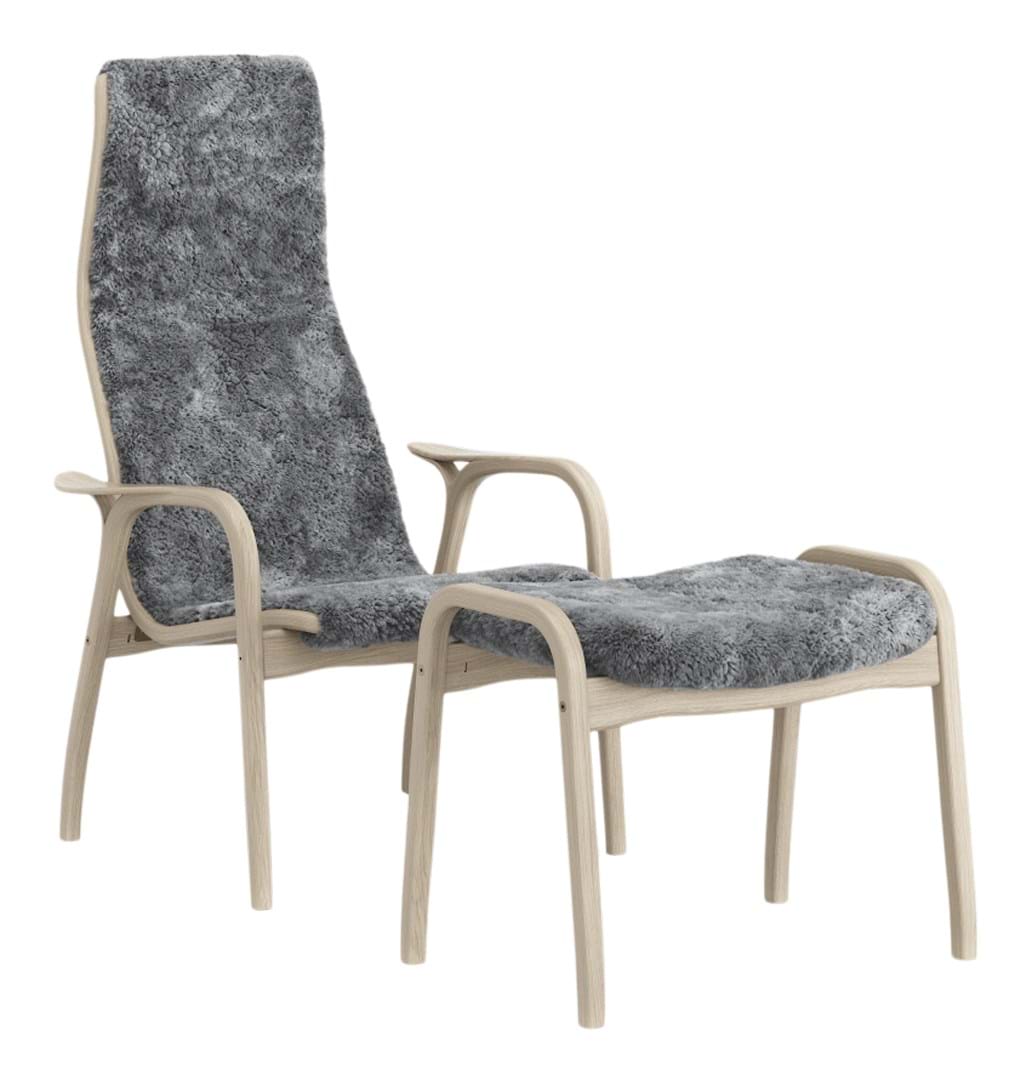 Lamino Fåtölj + Pall Ek Vitpigmenterad från Vålamagasinet Fåtöljer, Swedese, Image-1