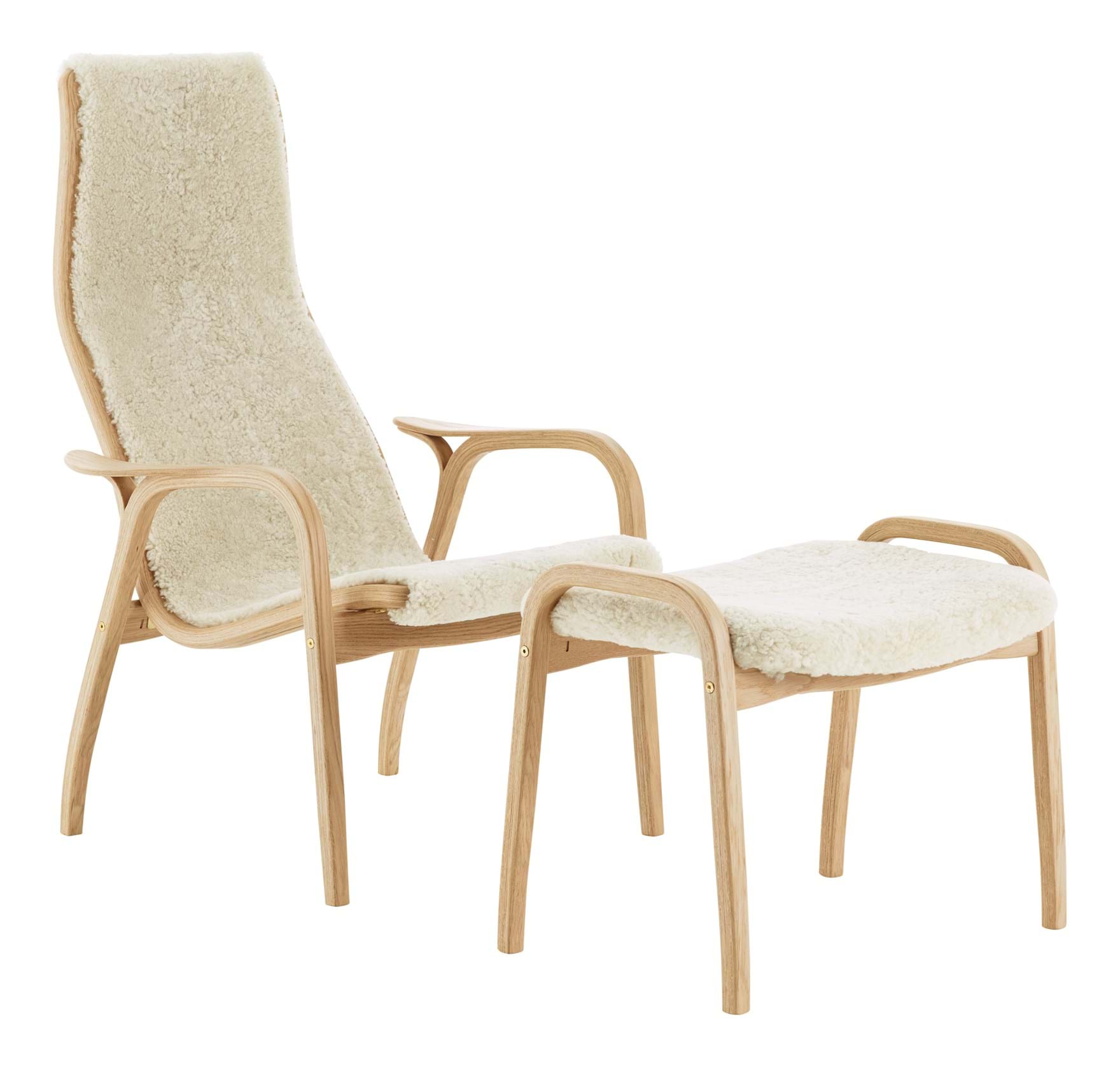 Lamino Fåtölj + Pall Bok Naturlack från Vålamagasinet Fåtöljer, Swedese, Image-1