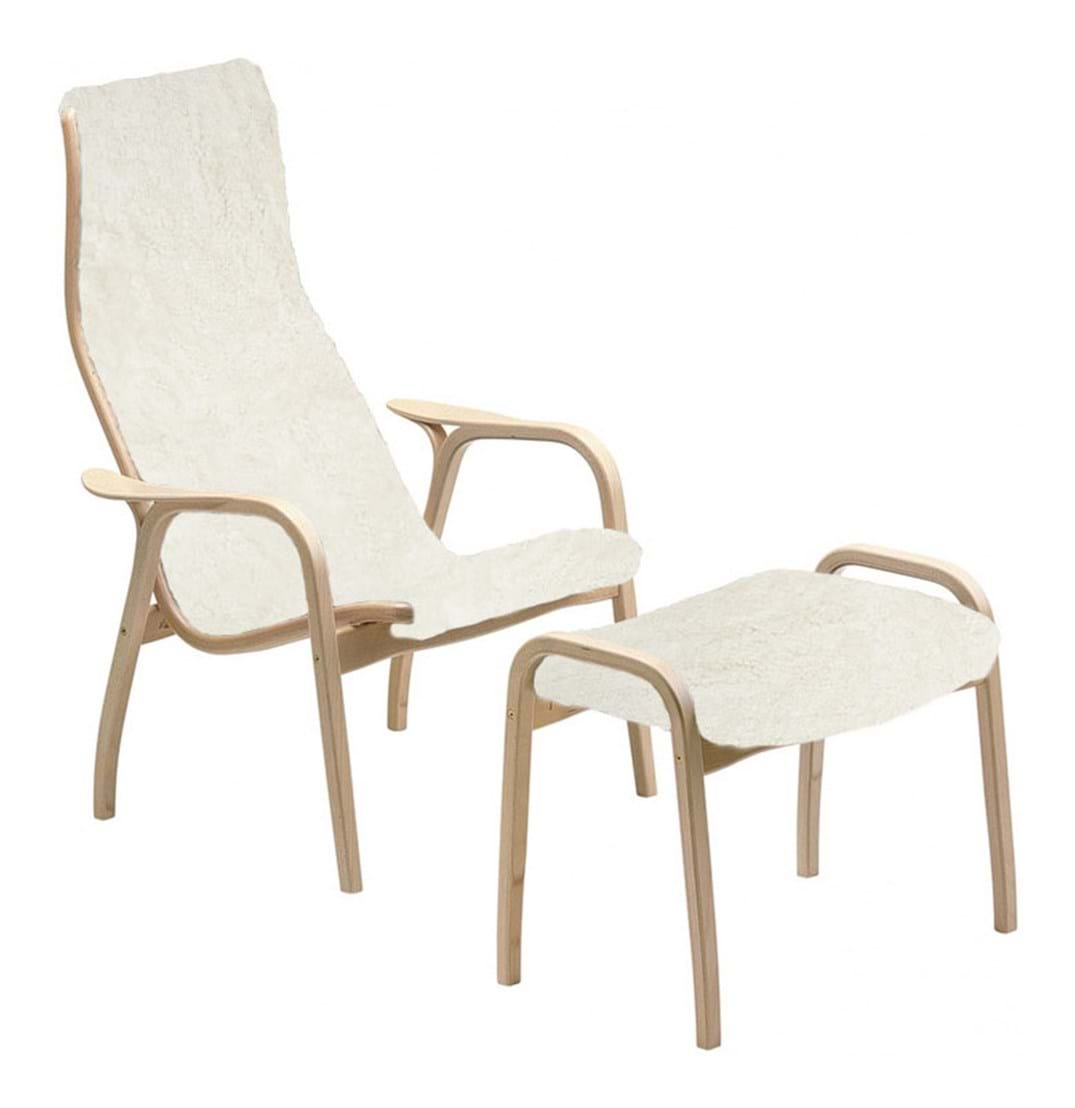 Lamino Fåtölj + Pall Bok Naturlack från Vålamagasinet Fåtöljer, Swedese, Image-1