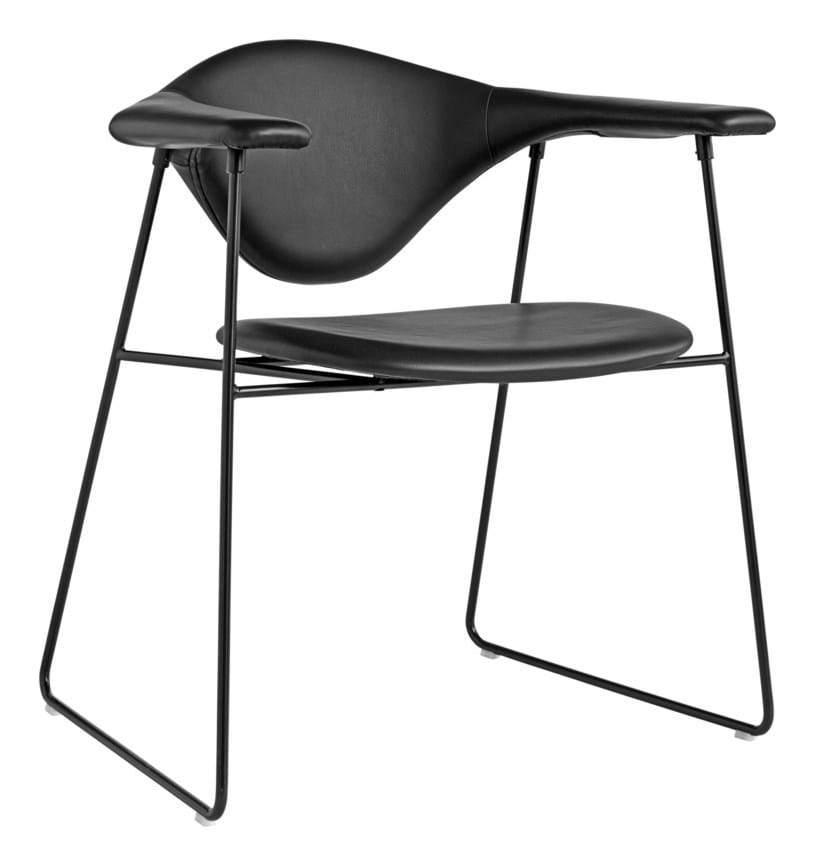 Masculo Dining Chair Fully Upholstered Sledge Base Black från Vålamagasinet Matstolar, Gubi, Image-1