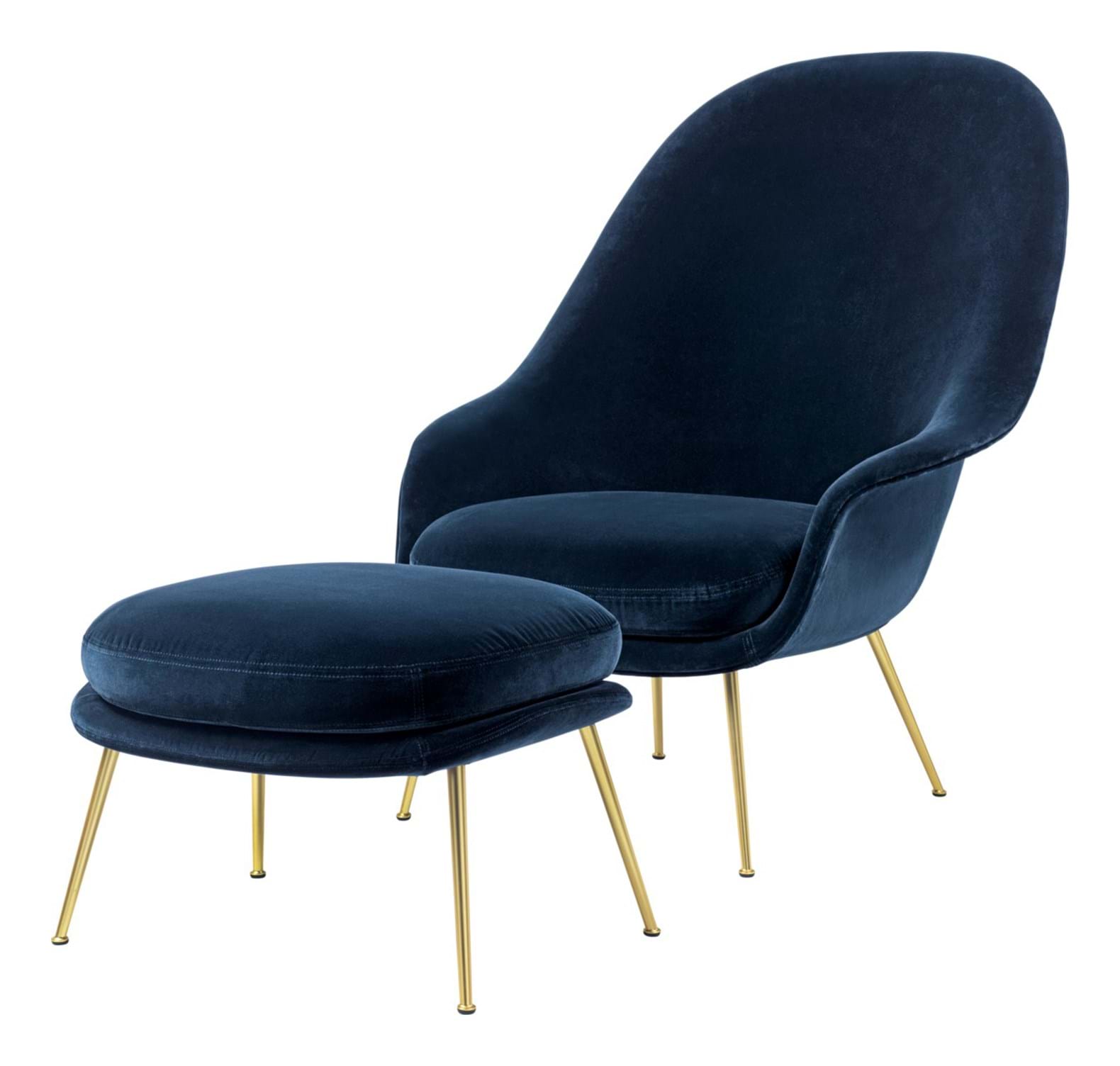 Bat Lounge Chair High Back Conic Base Brass Semi Matt från Vålamagasinet Fåtöljer, Gubi, Image-3