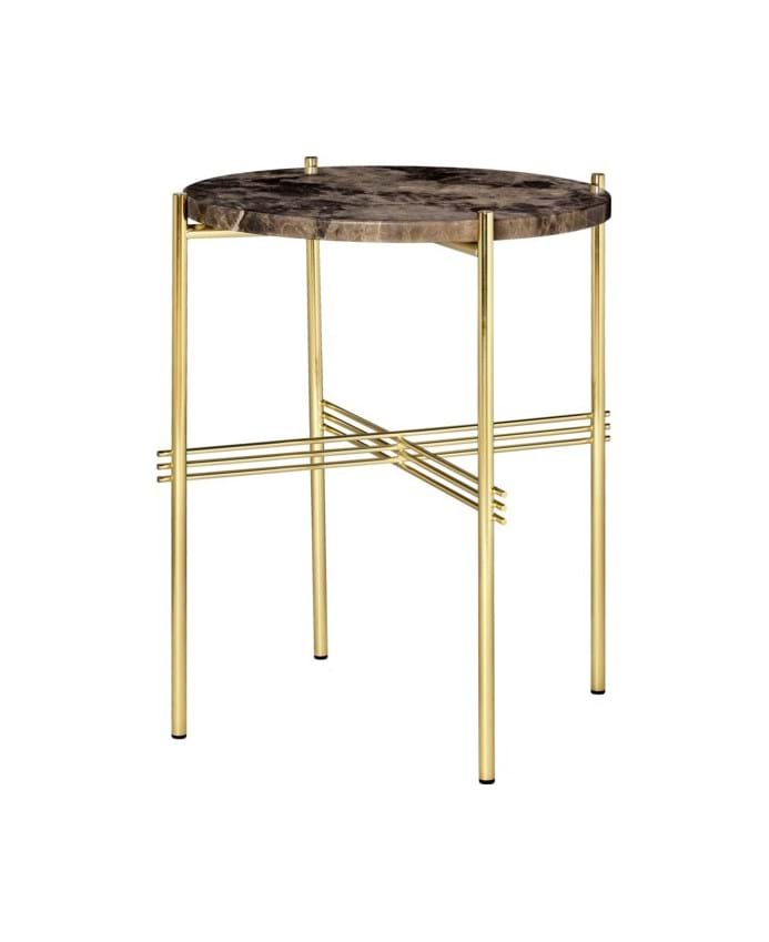 Ts Side Table Ø40 cm Brass Frame från Vålamagasinet Sidobord, Gubi, Image-1