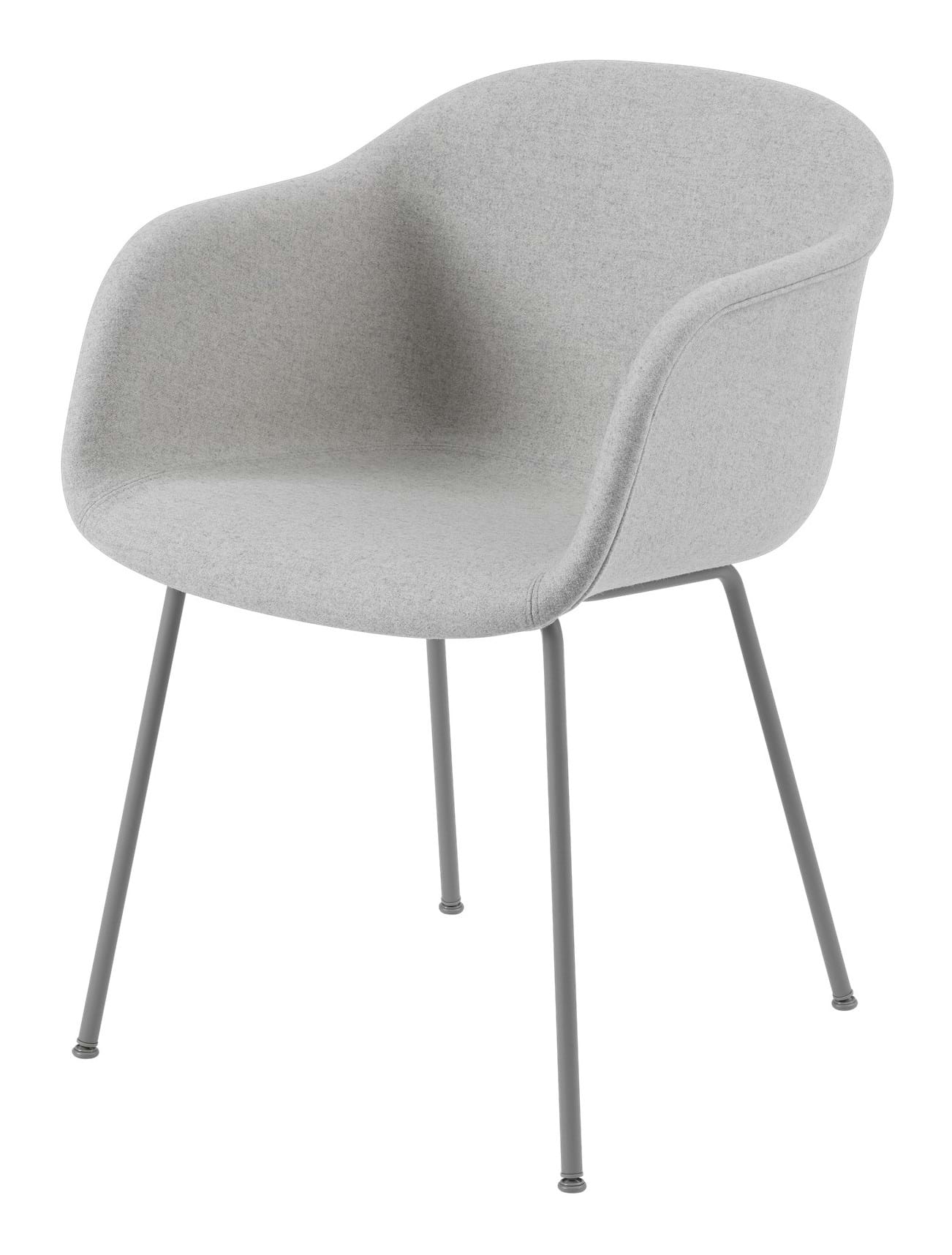 Fiber Armchair Tube Base - Wooly 2256 Grey/Natural White från Vålamagasinet Matstolar, Muuto, Image-1