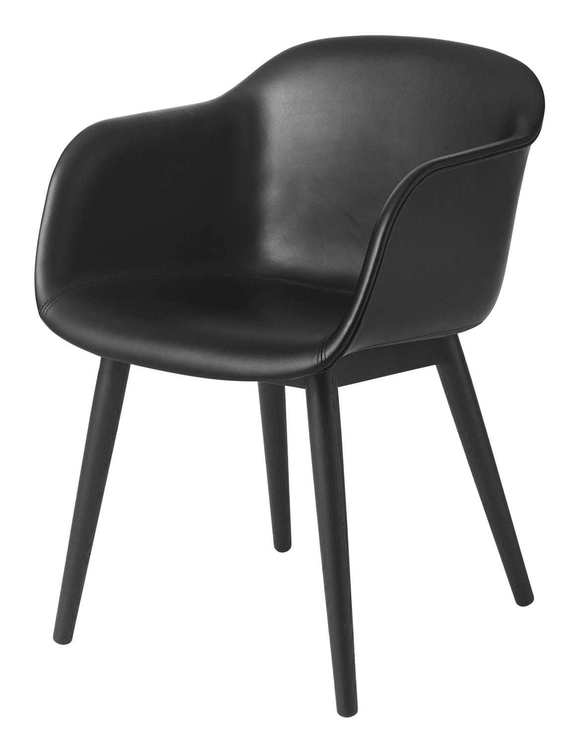 Fiber Armchair Wood Base Leather från Vålamagasinet Matstolar, Muuto, Image-1