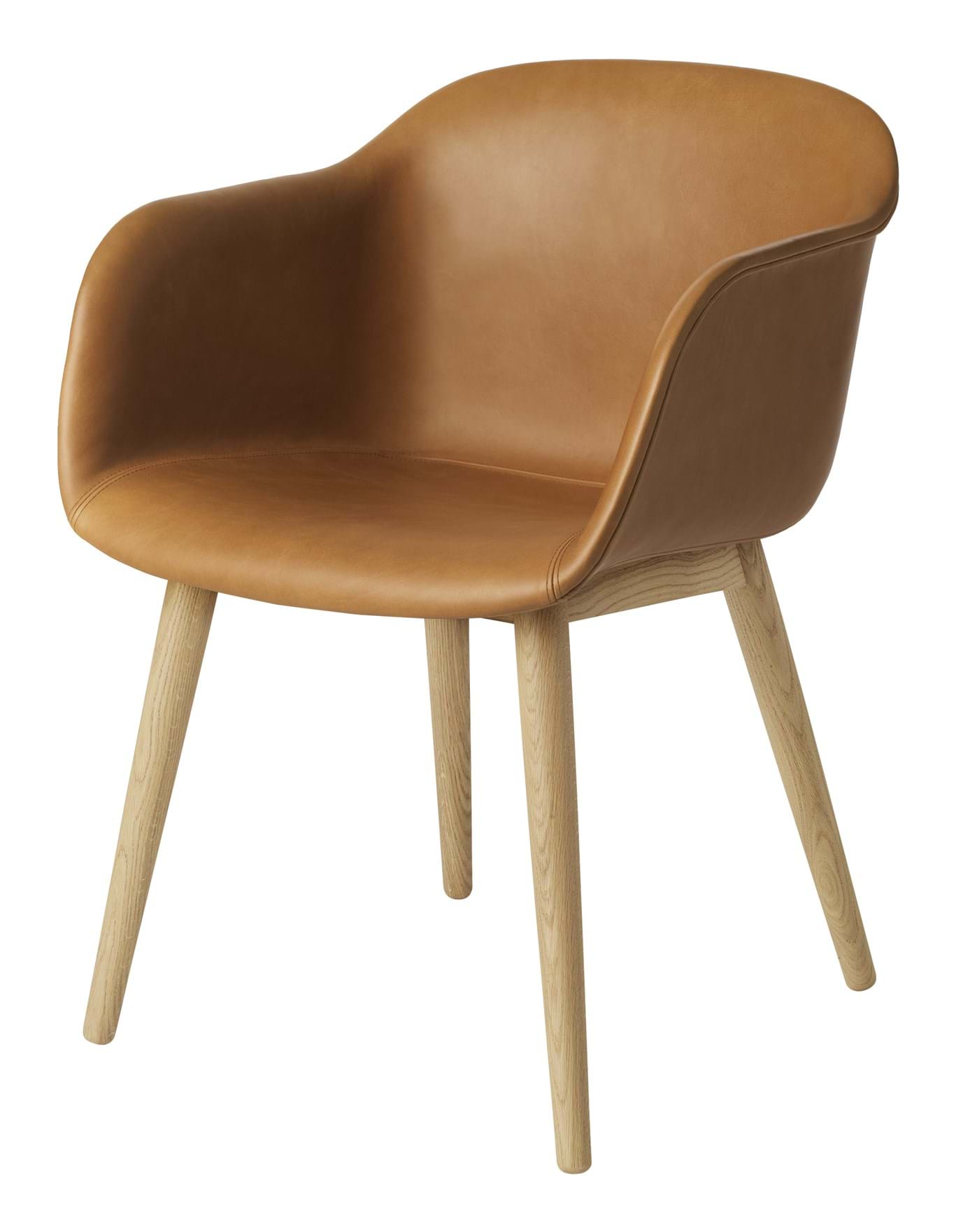 Fiber Armchair Wood Base Leather från Vålamagasinet Matstolar, Muuto, Image-1